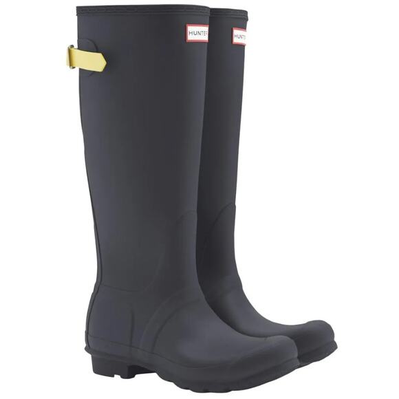 Hunter Size 5 Luna Matte Blue Yellow Original Tall Rain Boots Waterproof LM1-28 - Picture 1 of 10